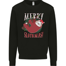 Merry Slothmas Funny Christmas Sloth Xmas Mens Sweatshirt Jumper Black