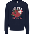 Merry Slothmas Funny Christmas Sloth Xmas Mens Sweatshirt Jumper Navy Blue