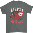 Merry Slothmas Funny Christmas Sloth Xmas Mens T-Shirt 100% Cotton Charcoal