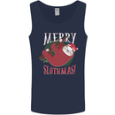 Merry Slothmas Funny Christmas Sloth Xmas Mens Vest Tank Top Navy Blue