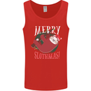 Merry Slothmas Funny Christmas Sloth Xmas Mens Vest Tank Top Red