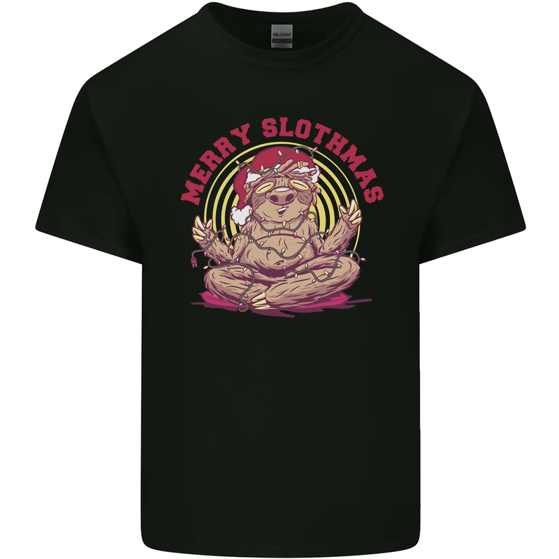 Merry Slothmas Funny Christmas Yoga Xmas Kids T-Shirt Childrens Black