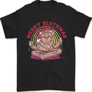 Merry Slothmas Funny Christmas Yoga Xmas Mens T-Shirt 100% Cotton Black