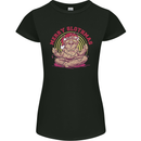 Merry Slothmas Funny Christmas Yoga Xmas Womens Petite Cut T-Shirt Black