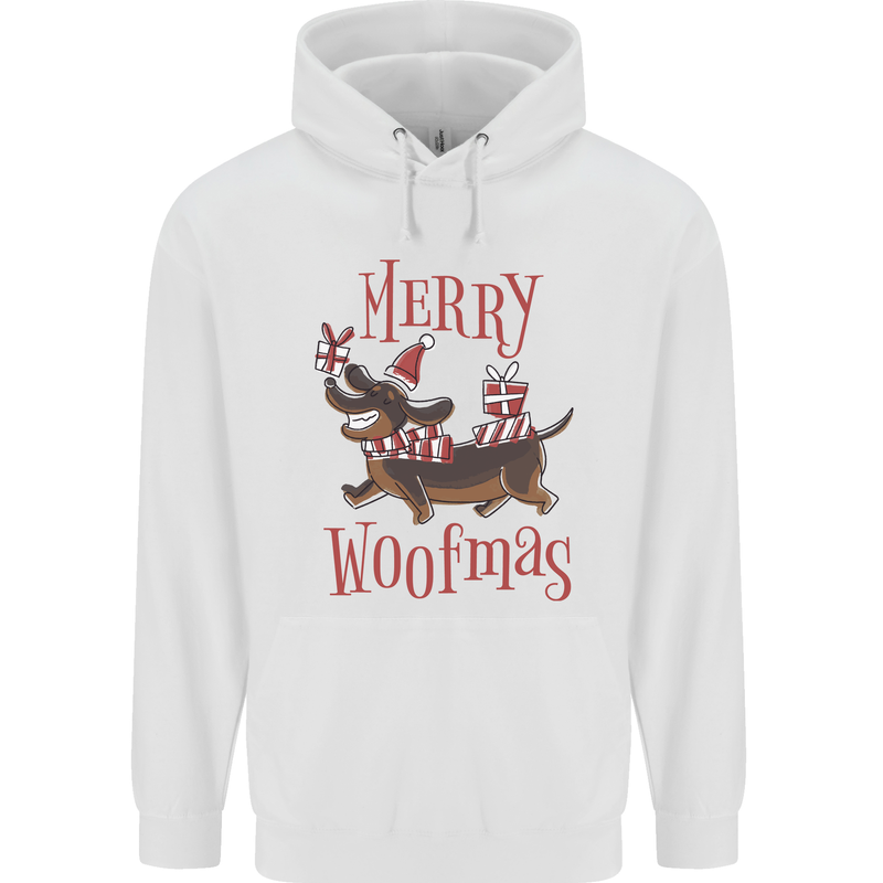 Merry Woofmas Funny Xmas Dog Childrens Kids Hoodie White