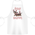 Merry Woofmas Funny Xmas Dog Cotton Apron 100% Organic White