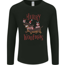 Merry Woofmas Funny Xmas Dog Mens Long Sleeve T-Shirt Black