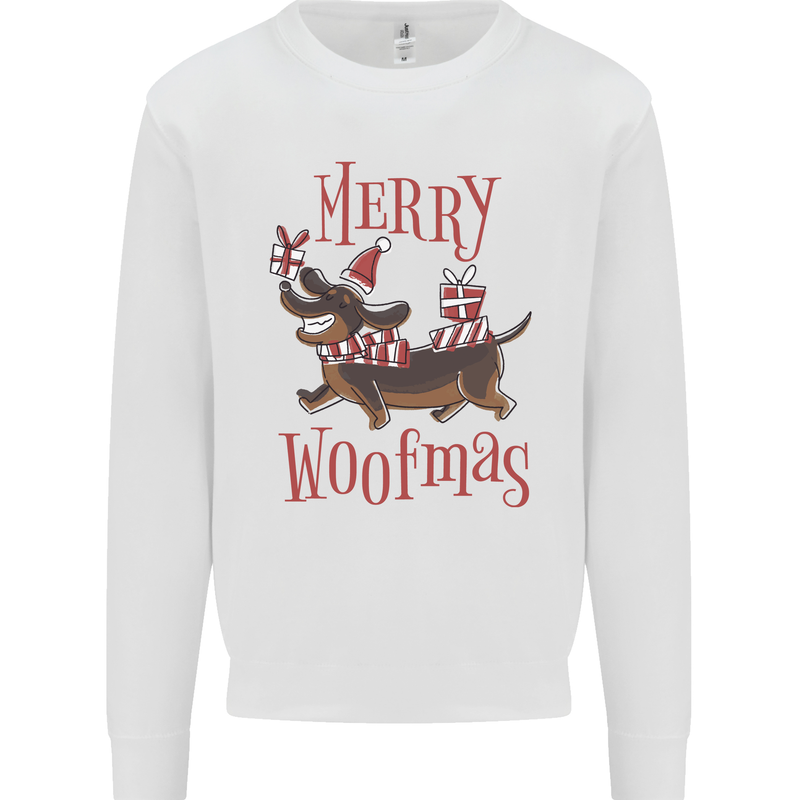 Merry Woofmas Funny Xmas Dog Mens Sweatshirt Jumper White