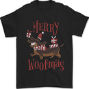 Merry Woofmas Funny Xmas Dog Mens T-Shirt 100% Cotton Black