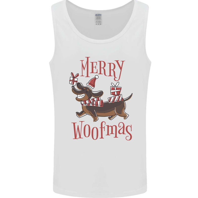 Merry Woofmas Funny Xmas Dog Mens Vest Tank Top White