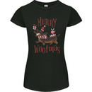 Merry Woofmas Funny Xmas Dog Womens Petite Cut T-Shirt Black