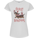 Merry Woofmas Funny Xmas Dog Womens Petite Cut T-Shirt White