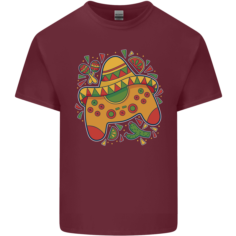 Mexican Joypad Gaming Video Games Joystick Mens Cotton T-Shirt Tee Top Maroon