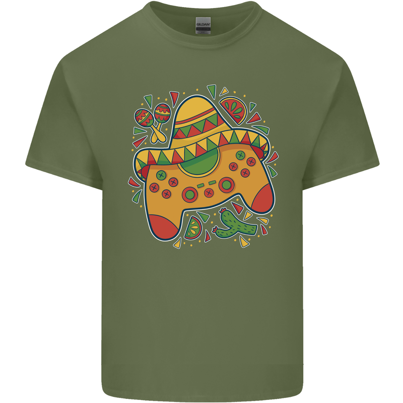 Mexican Joypad Gaming Video Games Joystick Mens Cotton T-Shirt Tee Top Military Green