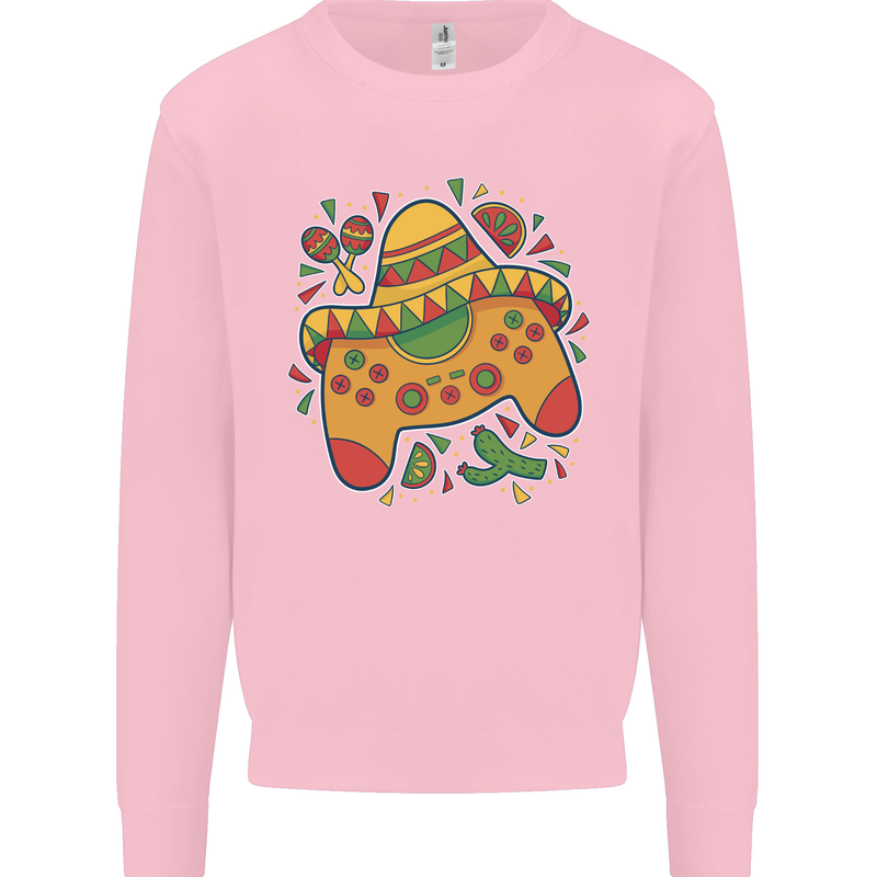 Mexican Joypad Gaming Video Games Joystick Mens Sweatshirt Jumper Light Pink