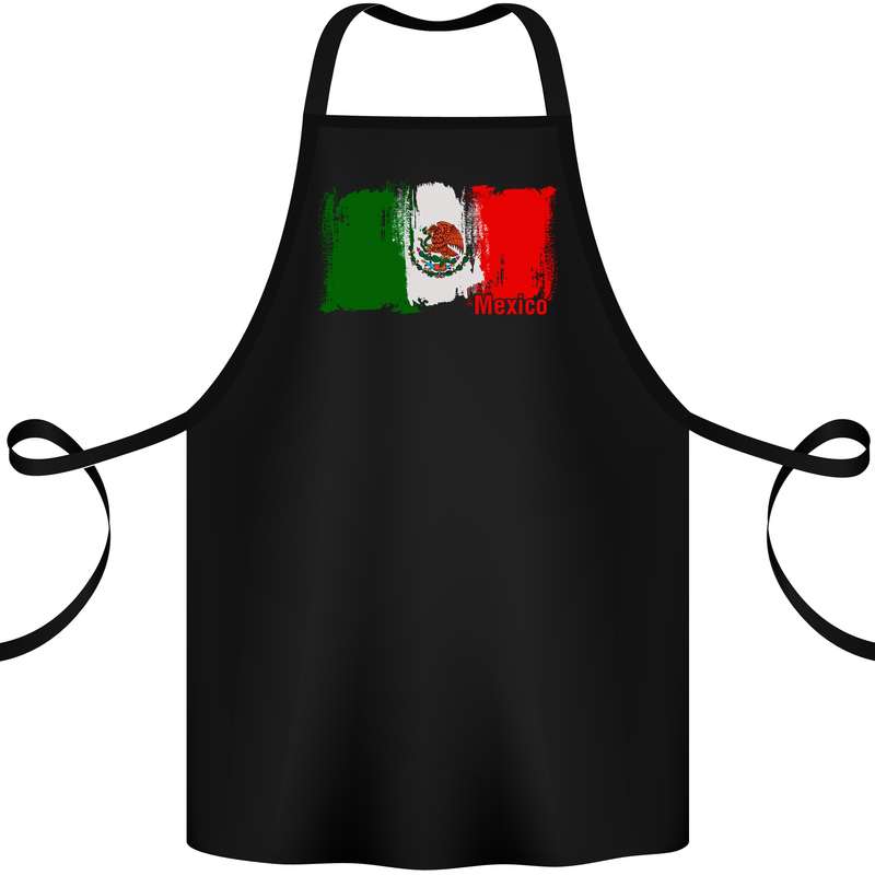 Mexico Football Distressed Flag Cotton Apron 100% Organic Black