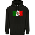 Mexico Football Distressed Flag Mens 80% Cotton Hoodie Black