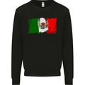 Mexico Football Distressed Flag Mens Sweatshirt Jumper Black