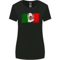 Mexico Football Distressed Flag Womens Wider Cut T-Shirt Black