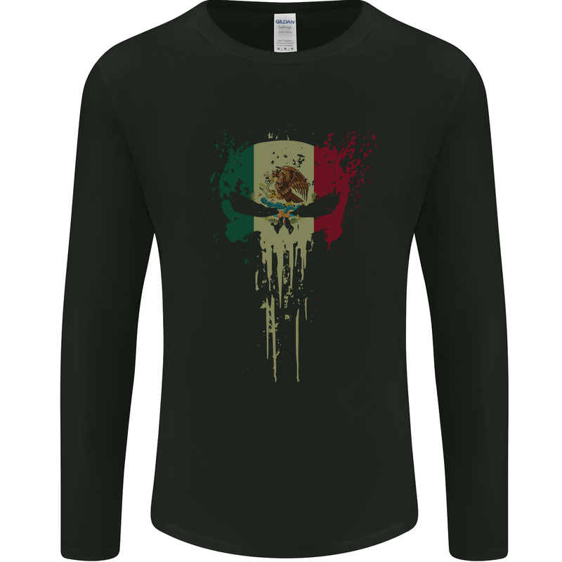 Mexico Skull Gym Training Bodybuilding Mens Long Sleeve T-Shirt Black