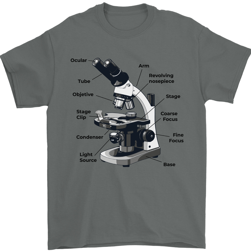 Microscope Diagram Mens T-Shirt 100% Cotton Charcoal