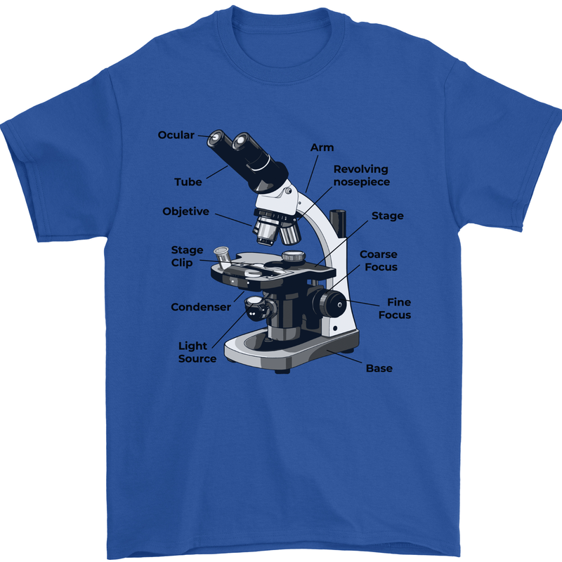 Microscope Diagram Mens T-Shirt 100% Cotton Royal Blue