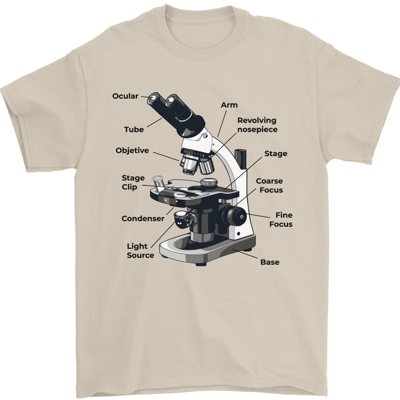 Microscope Diagram Mens T-Shirt 100% Cotton Sand