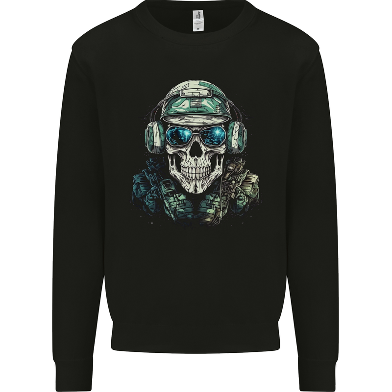 Military Skull Army Marines Artillery Soldier Mens Sweatshirt Jumper Black