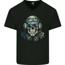 Military Skull Army Marines Artillery Soldier Mens V-Neck Cotton T-Shirt Black