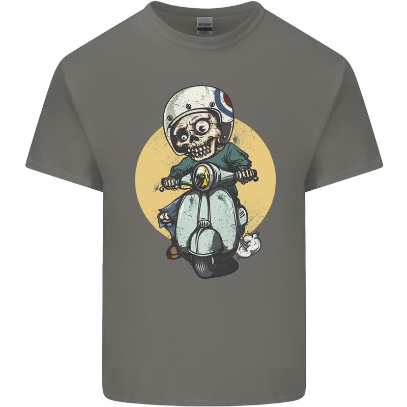 Mod Scooter Moped Skull Mens Cotton T-Shirt Tee Top Charcoal