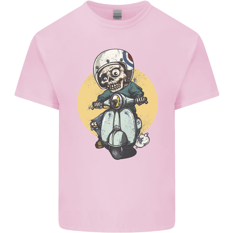Mod Scooter Moped Skull Mens Cotton T-Shirt Tee Top Light Pink