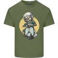 Mod Scooter Moped Skull Mens Cotton T-Shirt Tee Top Military Green