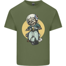 Mod Scooter Moped Skull Mens Cotton T-Shirt Tee Top Military Green