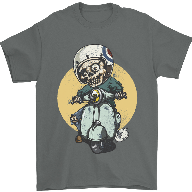 Mod Scooter Moped Skull Mens T-Shirt 100% Cotton Charcoal