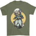 Mod Scooter Moped Skull Mens T-Shirt 100% Cotton Military Green