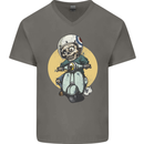 Mod Scooter Moped Skull Mens V-Neck Cotton T-Shirt Charcoal