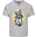 Mod Scooter Moped Skull Mens V-Neck Cotton T-Shirt Sports Grey