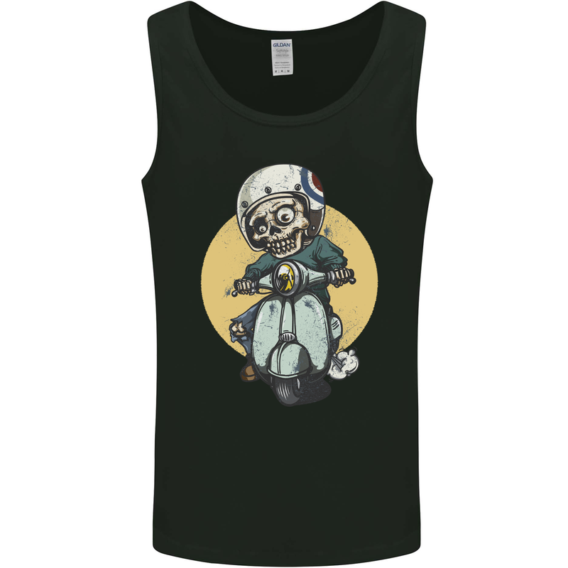 Mod Scooter Moped Skull Mens Vest Tank Top Black