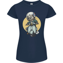 Mod Scooter Moped Skull Womens Petite Cut T-Shirt Navy Blue