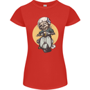 Mod Scooter Moped Skull Womens Petite Cut T-Shirt Red