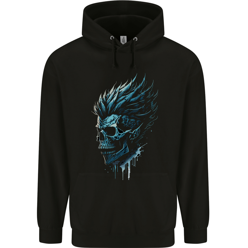 Mohawk Skull Mens 80% Cotton Hoodie Black