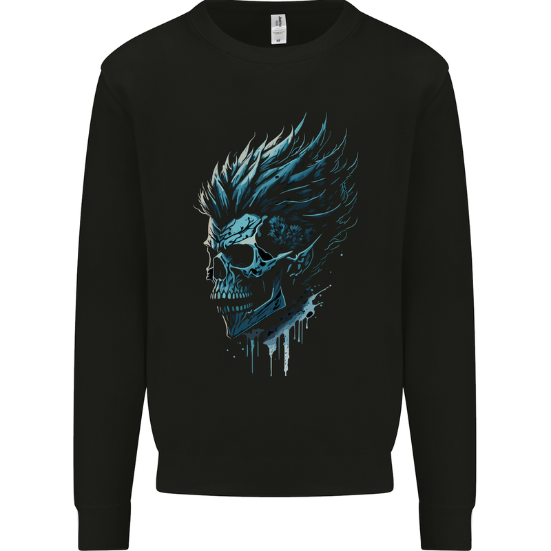 Mohawk Skull Mens Sweatshirt Jumper Black
