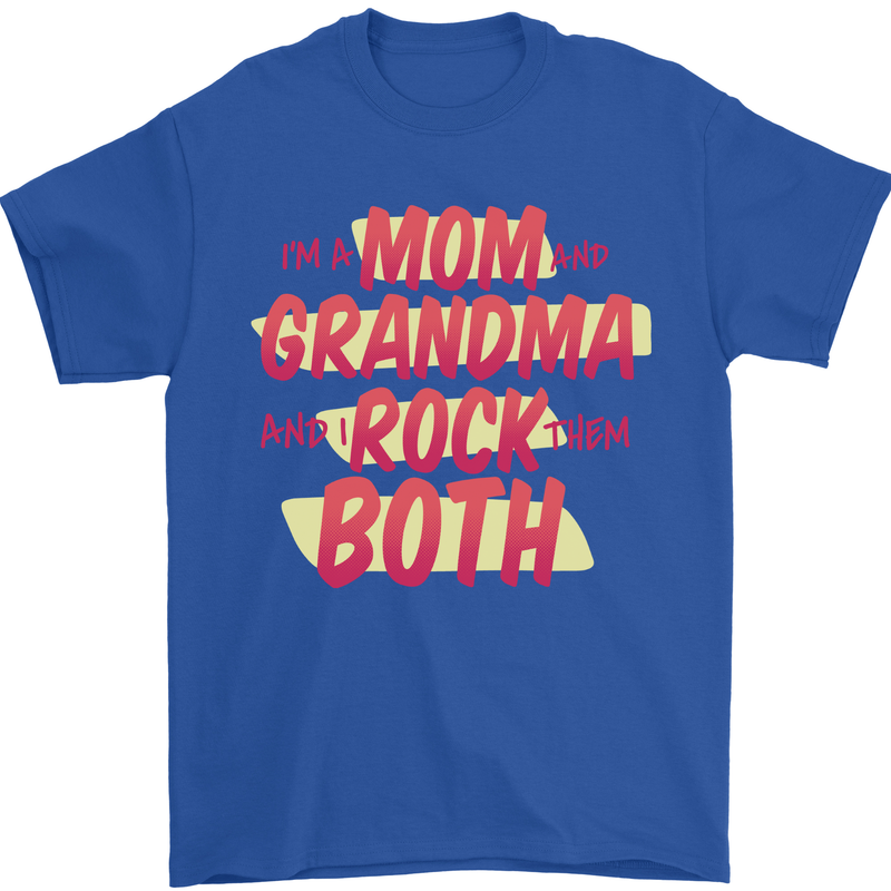 Mom & Grandma and I Rock Them Both Funny Mens T-Shirt 100% Cotton Royal Blue