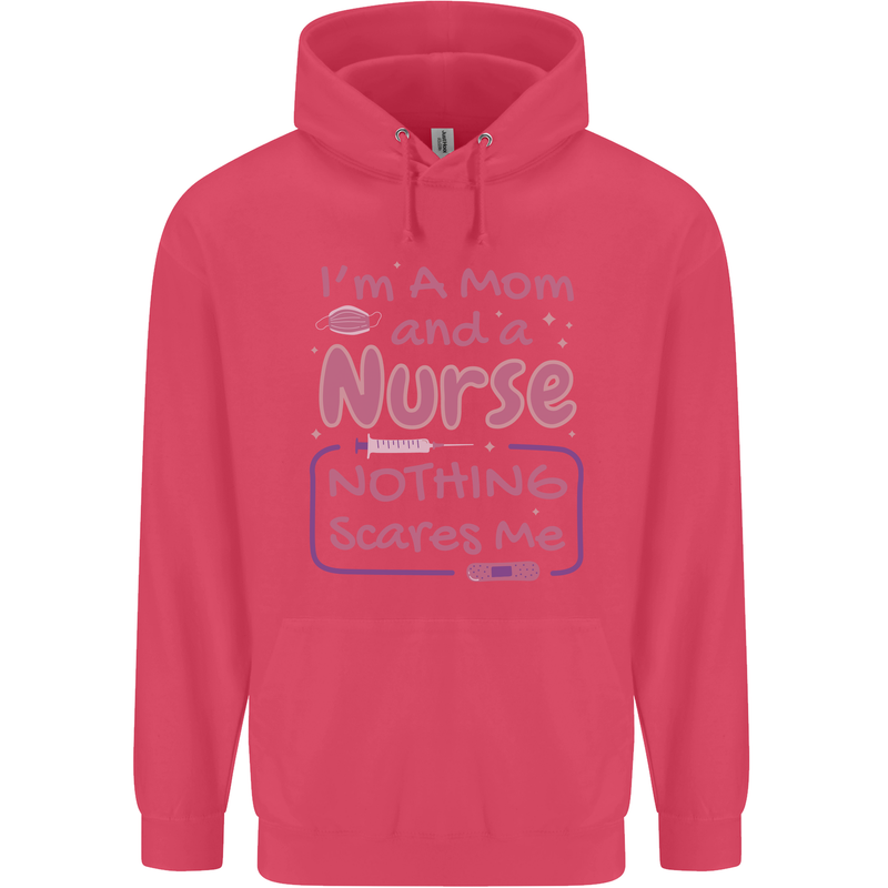 Mom and a Nurse Nothing Scares Me Mothers Day Childrens Kids Hoodie Heliconia