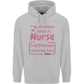 Mom and a Nurse Nothing Scares Me Mothers Day Childrens Kids Hoodie Sports Grey