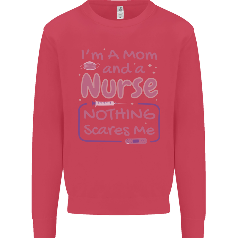 Mom and a Nurse Nothing Scares Me Mothers Day Kids Sweatshirt Jumper Heliconia