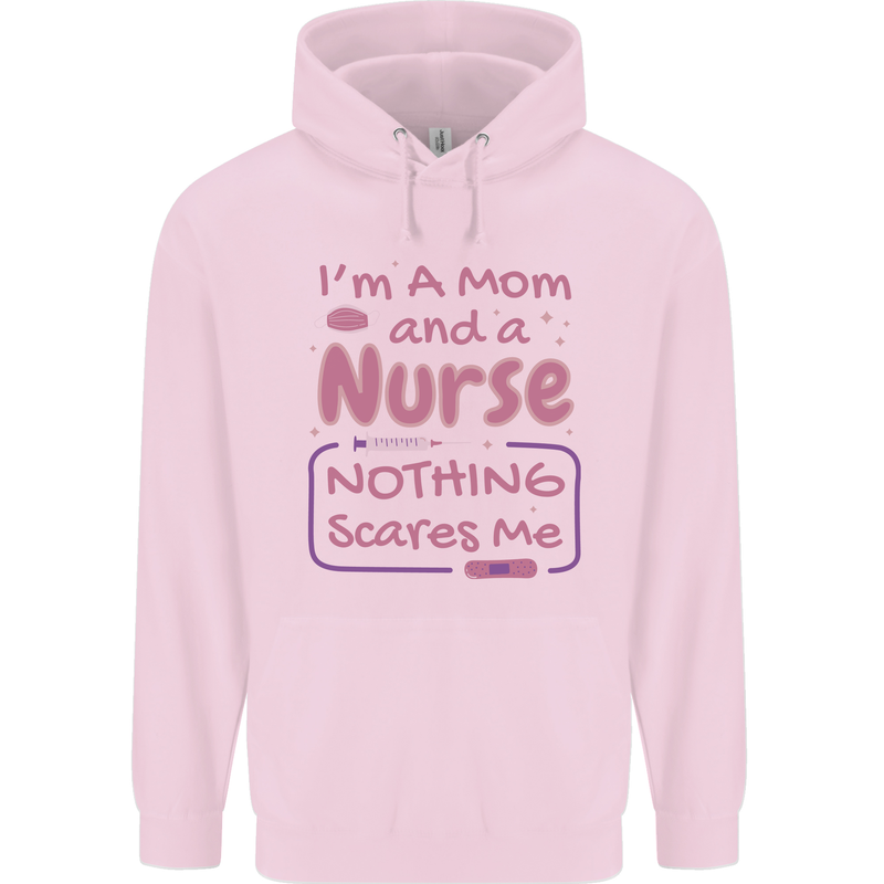Mom and a Nurse Nothing Scares Me Mothers Day Mens 80% Cotton Hoodie Light Pink
