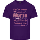 Mom and a Nurse Nothing Scares Me Mothers Day Mens Cotton T-Shirt Tee Top Purple