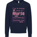 Mom and a Nurse Nothing Scares Me Mothers Day Mens Sweatshirt Jumper Navy Blue