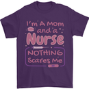 Mom and a Nurse Nothing Scares Me Mothers Day Mens T-Shirt 100% Cotton Purple